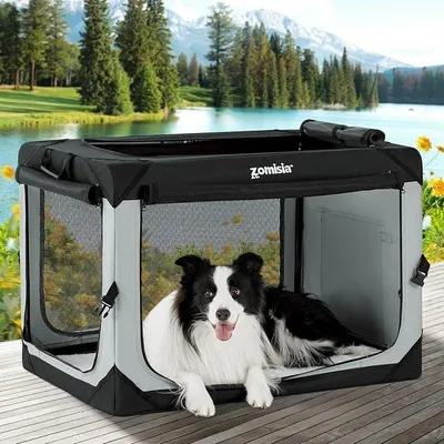 Imagen del producto de Caja de transporte plegable para coche, ideal para perros grandes, de 91 x 63 x 63 cm