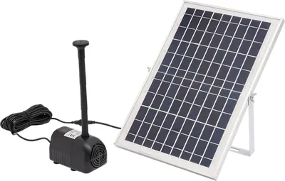 Obrázek produktu pro Solární vodní čerpadlo pro studny – 10 W čerpadlo do jezírka – ponorné čerpadlo IP68 – průtok 1000 l/h, výtlak 1,5 m – solární panel 35 x 23,5 cm – černé