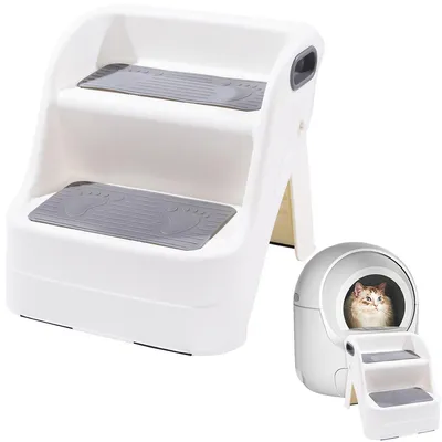 Produktbild von Katzenrampe für Katzentoiletten, passgenau für automatische Katzentoiletten, mit rutschfesten Gummifüßen, Katzentreppe