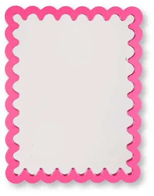 Obrázok produktu pre Zrkadlo - Vlnitý vzor - Neónová ružová farba - Materiál: MDF - Rozmery: 33 x 43 x 1,5 cm