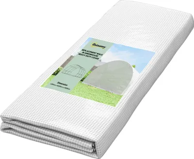 Produktbild von Gewächshausfolie 3 x 3 m, wasserdicht Polyethylenfolie mit Rolltür, 6 Fenster, UV Schutz Weiß