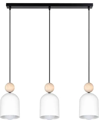 Produktbild von Pendelleuchte Metall E27 H: max. 95 cm Schwarz Weiß Natur 3-flammig länglich