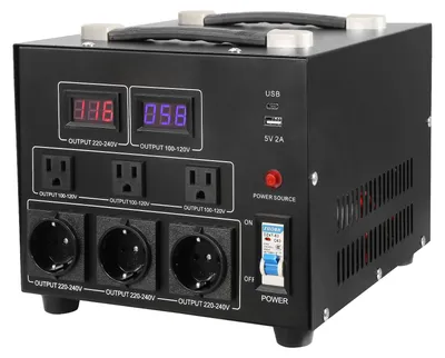 Obrázok produktu pre SucceBuy 3000W menič napätia, transformátor AC 110V ⇌ 220V s 3 americkými zásuvkami NEMA 5-15R, 3 európskymi zásuvkami Schuko, 1 USB portom a 1 portom typu C