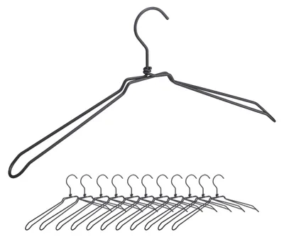 Metallkleiderbügel 12er-Set, schwarz, 45 cm, für Jacken & Blusen
