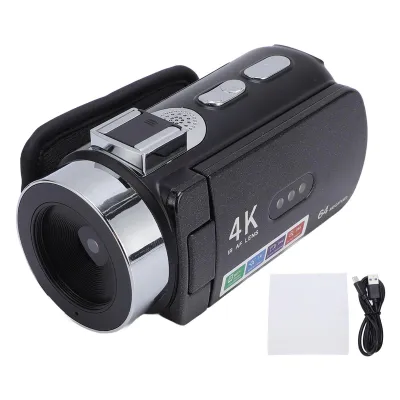 Zdjęcie produktu dla Aparat cyfrowy 4K 64 MP – kamera wideo z 28-krotnym zoomem cyfrowym, autofokusem, obrotowym wyświetlaczem 3″ i lampą LED do podróży