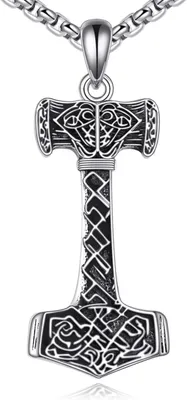 Image de Thorshammer Collier Pendentif Argent massif 925 Viking Bijoux