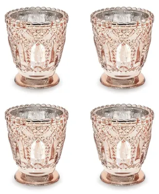 Teelichthalter Roségold 8 cm, 4 Stück, Glas