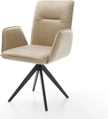 Produktbild von DELIFE Esszimmerstuhl Vinja-Flex Mikrofaser Beige Vintage Kreuzgestell kantig Schwarz