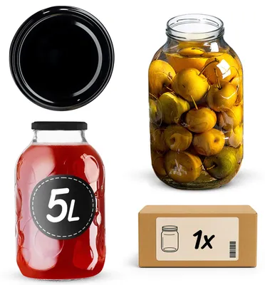 Produktbild von KADAX Weckgläser 5l, Einmachglas zum Einlegen, Einkochgläser für Schraubdeckel, Sturzglas, Marmeladenglas, Vorratsglas, Konservenglas, Rundgläser (Schwarz, 1 Stück)
