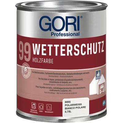 Produktbild von Gori 99 0,75L Holzfassadenfarbe Holz Fassadenfarbe polarweiss