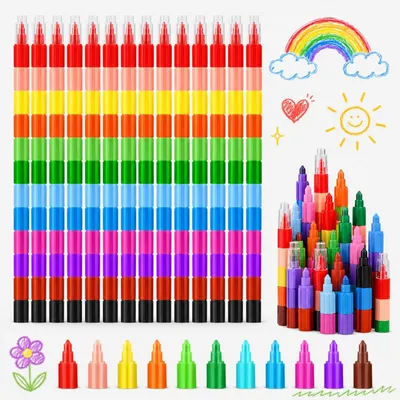 Wachsmalstifte, 5 Stück, stapelbar, Regenbogenfarben, für Kinder