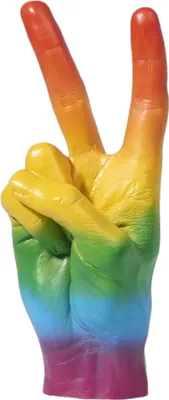 Produktbild von Peace Dekofigur Regenbogen Hand Peacezeichen Deko Figur in Regenbogenfarben