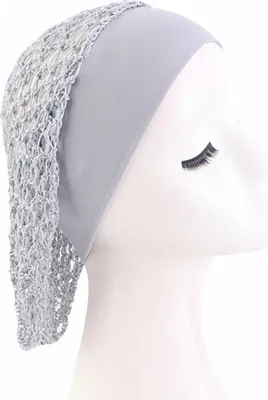 Imagen del producto de INF Gorro de Malla Elástico con Borde Ancho para Dormir y Protección del Cabello Gris