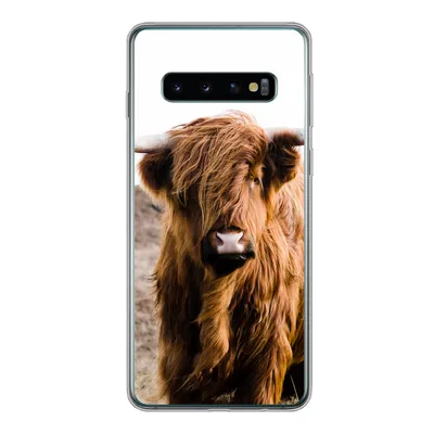 Produktbild von MuchoWow® Handyhülle Schutzhülle Hülle für Samsung Galaxy S10 Schottische Highlander - Landschaft - Kuh - Braun - Tiere - Natur Silikon Softcase Handy Hülle - Handytasche