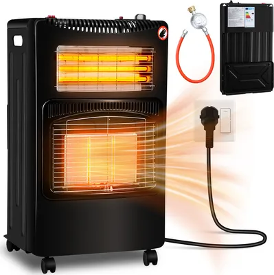 Produktbild von Yakimz 4200 Watt Keramik-Gasheizer mit Gasdruckregler, Gasschlauch und Schutzhülle für Heizkomfort