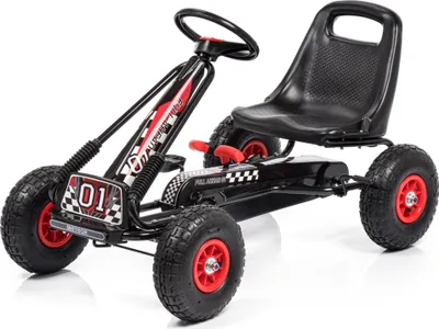 Produktbild von Gokart mit Rückwärtsgang, Tretauto mit verstellbarem Sitz, Handbremse, Tretfahrzeug Meteor GM/15 rot