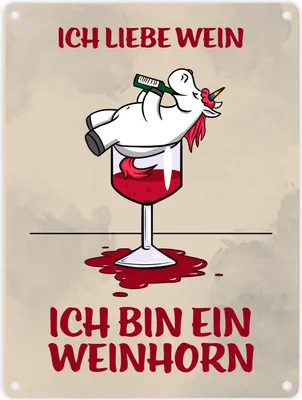 Produktbild von Metallschild in 15x20 cm mit Motiv und Spruch - Ich liebe Wein ich bin ein