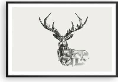 Produktbild von Gerahmtes Poster - Schwarzer Rahmen - Hirsch Skizze Skandinavisch - 91,5x61 cm - Wand Bild - Wanddeko - Wandbilder - Kunstposter - Wandposter - Bilderrahmen - Bilder - Kunstdruck - P2BAA91x61-4950