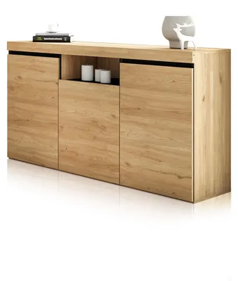 Imagen del producto de duehome -Aparador de 3 puertas y 1 estante abierto 140 cm Ebos