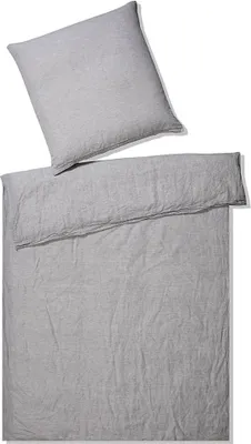 Produktbild von elegante Halbleinen-Bettwäsche-Garnitur Breeze Farbe hellgrau Größe 100x135+40x60cm