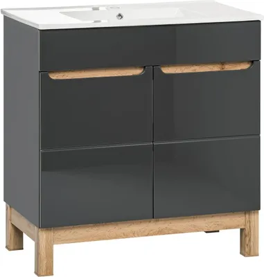Immagine prodotto di Lavabo grigio con mobiletto Lavabo di alta qualità per il bagno 80 cm