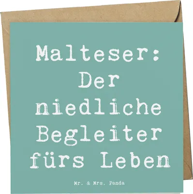Produktbild von Mr. & Mrs. Panda Grußkarte Spruch Malteser Begleiter - Meeresbrise - Geschenk, Hunderassen Pflege, Glückwunschkarte, liebevoll, Klappkarte, Hundeliebhaber, treuer Freund
