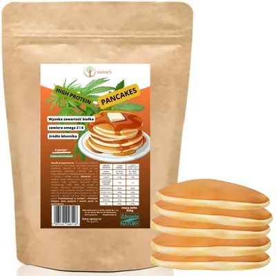 Zdjęcie produktu dla Konopny Pancakes Sansei FIT Naleśniki z mąką konopną- 300g - 4 porcje