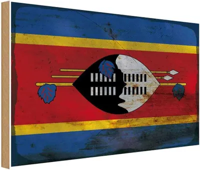 Produktbild von vianmo Holzschild 12x18 cm Swasiland Eswatini Rost Flagge Fahne Wappen