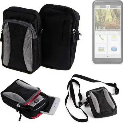 Produktbild von K-S-Trade Holster Schutz Hülle kompatibel mit Emporia Smart.3 Handy Hülle Gürteltasche Umhängetasche mit Zusatzfach schwarz