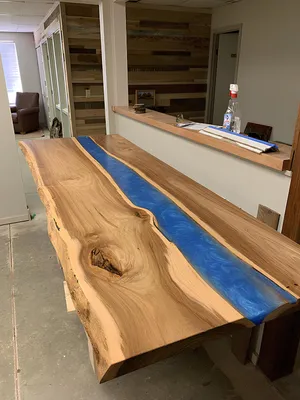 Image de tables à manger résine epoxy table cascade bois véritable massif meubles