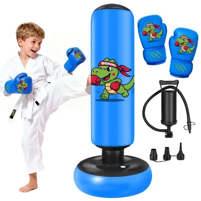 Image de Elzusha - Sac de frappe sur pied pour enfants, 130 cm, avec gants de boxe