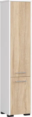 Obrázek produktu pro Volně stojící koupelnová skříňka: dvoudveřová, pět polic, barva: bílá | dub Sonoma, rozměry nábytku: Š: 30 cm, V: 140 cm, H: 30 cm