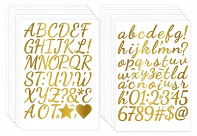 Letterstickers 945 Stück, 18 Bögen, goldene Vinyl-Buchstaben
