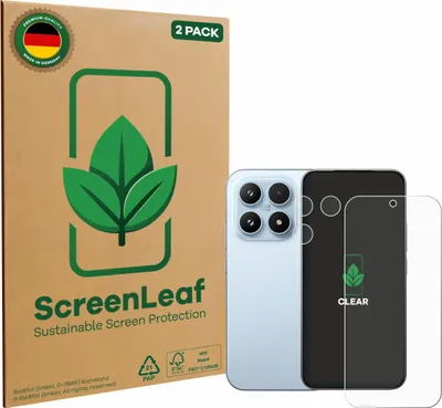 Produktbild von 2x ScreenLeaf Schutzfolie für Xiaomi 17 (Display+Kamera) nachhaltiger Displayschutz Display Schutz Folie Klar Transparent