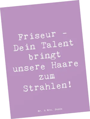 Produktbild von Mr. & Mrs. Panda Postkarte Spruch Friseur Talent - Lavendeltraum - Geschenk, Danke sagen, Fotokarte, Zuhörer, Engagement, Grußkarte, Postkarten, Können, Ansichtskarte