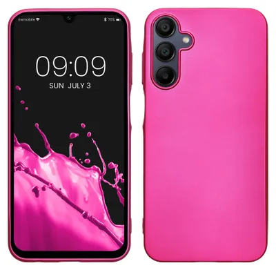 Produktbild von kwmobile Handyhülle für Samsung Galaxy A15 5G Hülle - Silikon Case metallisch schimmernd - Schutzhülle Cover - Metallic Pink