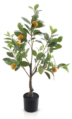 Produktbild von Meisterhome Zitronenbaum Kunstpflanze 80 cm – Künstlicher Zitronenbaum mit Früchten – Realistische Zitruspflanze im Topf – Mediterrane Deko Pflanze