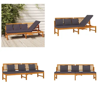 Image de vidaxL Lit de jour avec coussins gris 200x60x75 cm Bois massif Acacia - Lit de jour - Canapé-lit
