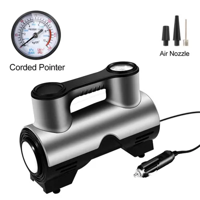 Obrázek produktu pro 120W ukazatel vzduchový kompresor auto, elektrické vzduchové čerpadlo s LED světlem, 3 trysky pro auto kolo motor míč