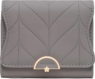 Image de ANYWN Porte-monnaie femme petit format avec décor floral Compartiment à monnaie gris