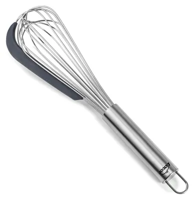 Handrührbesen mit Silikonschaber, 32 cm, Edelstahl, spülmaschinengeeignet