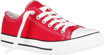 Produktbild von Mytrendshoe Damen Sneakers Low Sportliche Canvas Schuhe Freizeit 811594, Farbe: Rot, Größe: 36