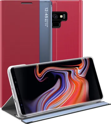 Image de Galaxy Note 9 Case, Slim Flip Leather Case with Window and Stand for Samsung Galaxy Note 9 red