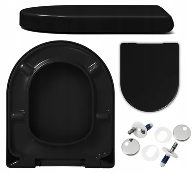 Produktbild von WC Sitz - Toilettensitz - Schwarz Hochglanz - Duroplast - Antibakteriell - Soft-close - Toilettendeckel