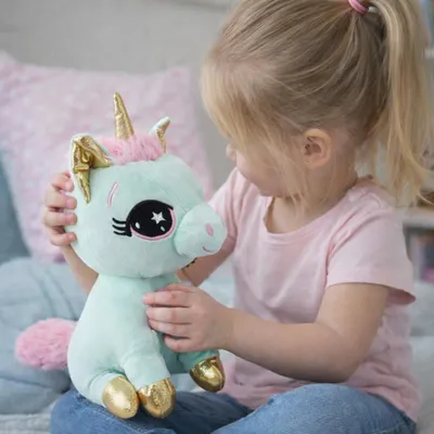 Obrázek produktu pro Sweety Toys 11735 Jednorožec plyšová hračka – plyšák 25 cm sedící, tyrkysovo-mátová