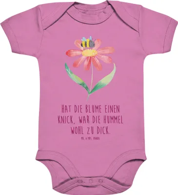 Produktbild von Mr. & Mrs. Panda Strampler Hummel Blume 6. - 12. Monat - Bubble Gum Pink - Geschenk, Biene, Hummeln, overall baby, babykleidung body, Lustige Sprüche, Wespe, Kurzarmbody