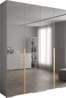 Produktbild von MEBLE KRYSPOL Inova 1 Schrank Spiegel - 236,7x200x47cm - Weiß Weiß Gold