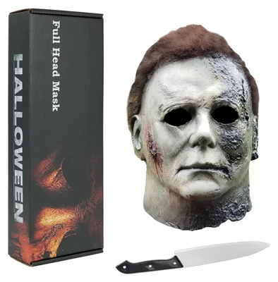 Michael Myers Maske, Latex, schwarz, Horror-Kostüm