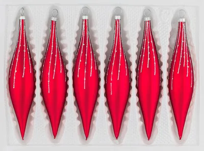 Produktbild von 6 tlg. Glas-Zapfen Set in Classic Rot Silber Regen