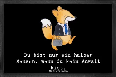 Produktbild von Mr. & Mrs. Panda fußmatte Anwalt Herz 40 x 60 cm - Schwarz - Geschenk, Lustig, Bodenvorleger, Staatsexamen, Spruch, Gummimatte, Schmutzmatte, Schmutzfänger, Beruf